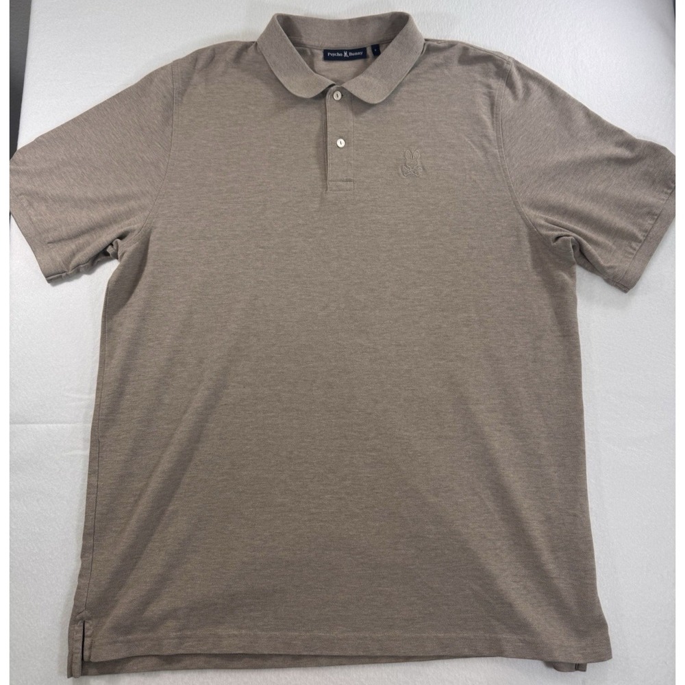 Psycho Bunny Mens Polo Size 9 (3XL) Heathered Brown/Gray 100% Pima Cotton EUC